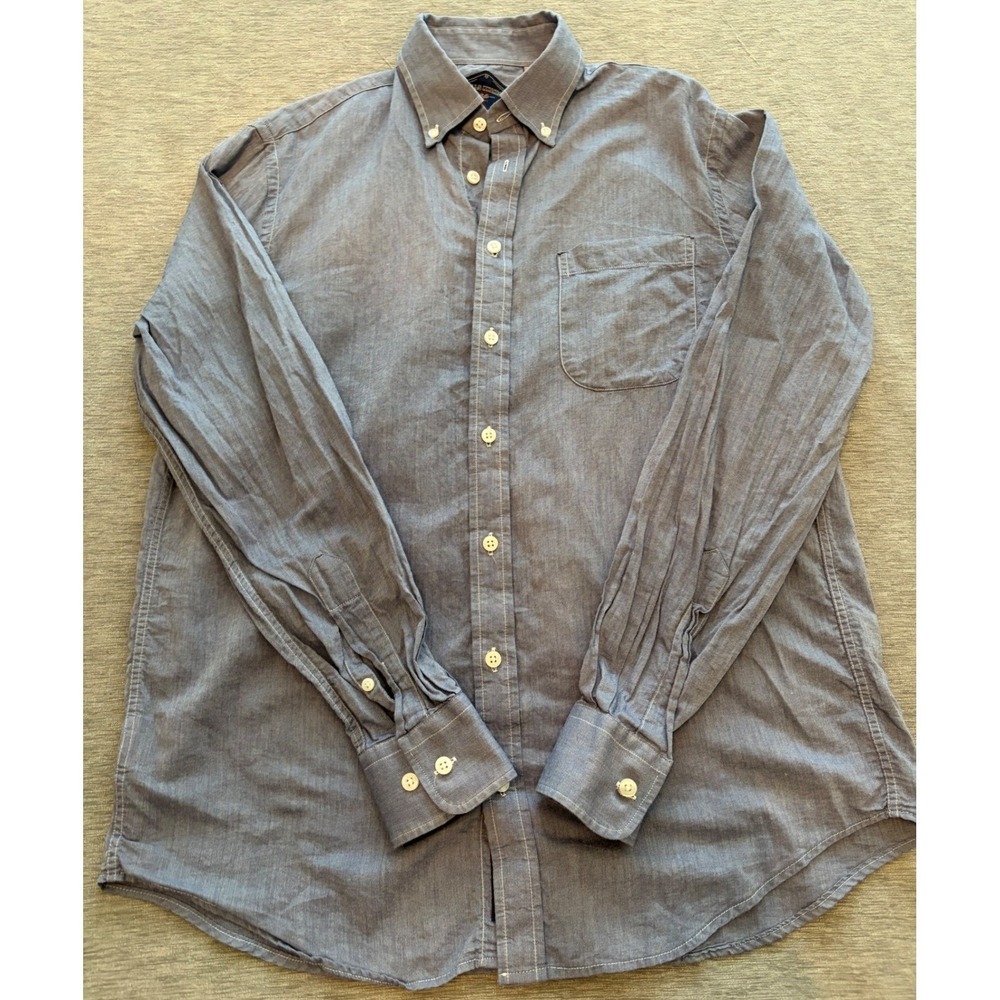 Bills Khakis Mens Classic Fit Chambray Button Down Shirt Blue Size M Made in USA